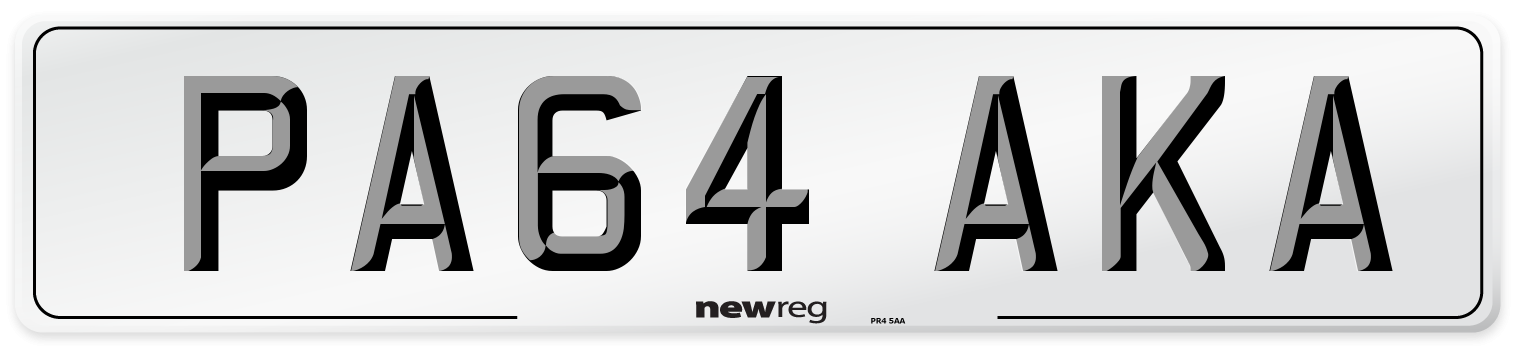 PA64 AKA Number Plate from New Reg